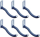 6x Gereedschap ophanghaken gebogen zwart 7,5 cm - Gereedschapshaak/kledinghaak - Klusmateriaal