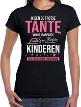 Trotse tante / kinderen cadeau t-shirt zwart voor dames -  Cadeau tante / bedank cadeau shirt M