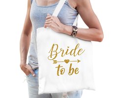 Vrijgezellenfeest Bride to be tasje - wit met goud - goodiebag - dames - Accessoires vrijgezellen party - vrouw