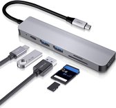 I Wannahave 6 in 1 - Aluminium Thunderbolt 3 - USB-C Adapter Hub - 4K HDMI - Thunderbolt 3 - Type C Hub SD/Micro SD - Lezer Type C Poort Voor o.a. Apple Macbook / Macbook Pro 2016