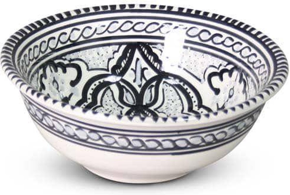 Safaary - Marokkaanse Kom Zwart-Wit-Ø 15 x 6cm