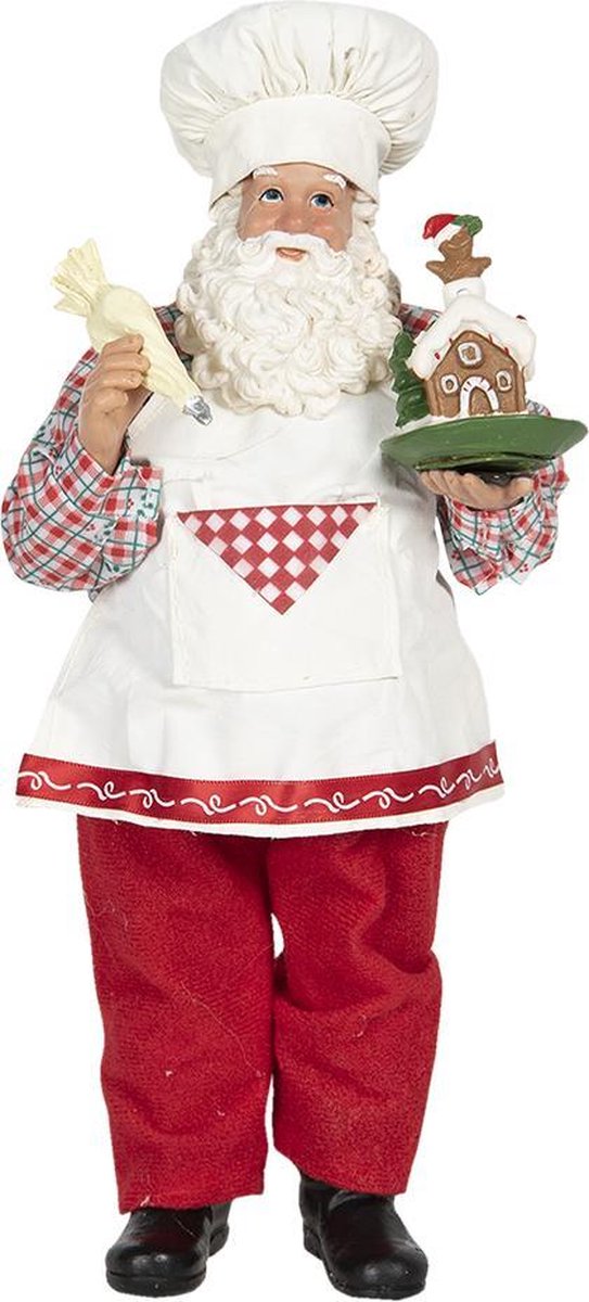 Beeld Kerstman 28 cm Rood Wit Textiel