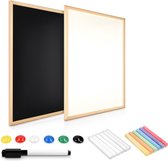 Navaris dubbelzijdig whiteboard en krijtbord - Magnetisch wandbord met planbord - Incl. stift, magneten en krijtjes - 40 x 60 cm - Om op te hangen