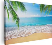 Artaza Canvas Schilderij Tropisch Strand En Zee - 120x80 - Groot - Foto Op Canvas - Wanddecoratie Woonkamer