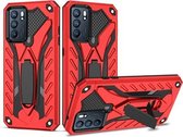 Voor OPPO Reno6 5G schokbestendige TPU + pc-beschermhoes met houder (rood)