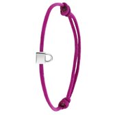 Lucardi - Dames Satijnen koordarmband slotje - Staal - Armband - Cadeau - 22 cm - Zilverkleurig