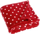 Playshoes - Fleece deken voor kinderen 75x100cm - Stippen - Rood - maat 75x100cm