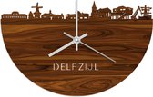 Skyline Klok Delfzijl Palissander hout - Ø 40 cm - Woondecoratie - Wand decoratie woonkamer - WoodWideCities