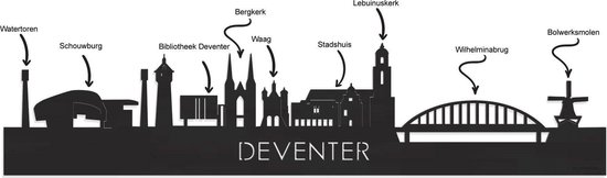 Debout Skyline Deventer Bois Zwart - 40 cm - Décoration' intérieur design - Décoration à poser