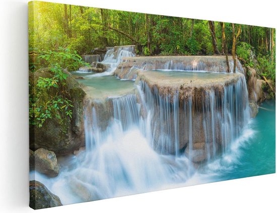 Artaza Canvas Schilderij Waterval In Het Bos In Thailand - 120x60 - Groot - Foto Op Canvas - Canvas Print