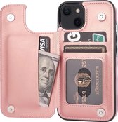 ShieldCase telefoonhoesje geschikt voor Apple iPhone 13 wallet case - roze - Bookcase hoesje portemonnee - Walletcase flipcase shockproof hoesje pasjeshouder