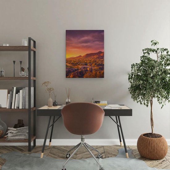 Artaza - Peinture sur toile - Paysage désertique avec coucher de soleil - 40 x 50 - Photo sur toile - Impression sur toile