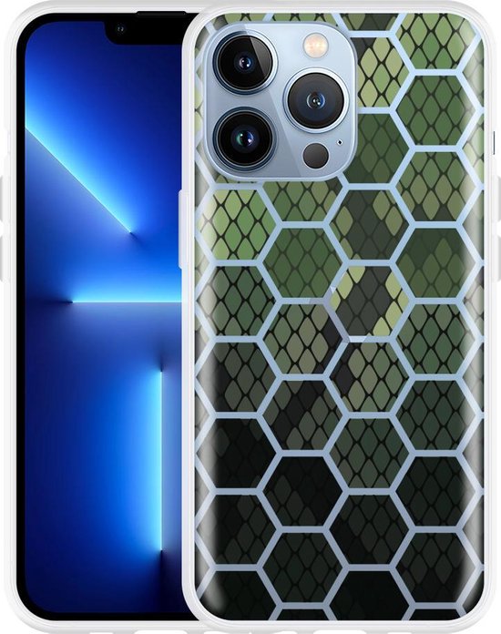 Cazy Hoesje geschikt voor iPhone 13 Pro - Snakeskin Honeycomb
