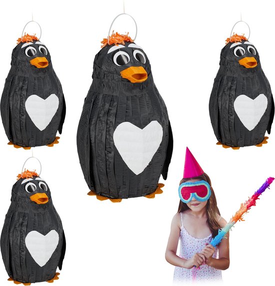 4x pinata pinguin - verjaardag - pinguïn piñata - kinderen - 42 cm - decoratie