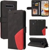 Voor LG K61 Dual-color Splicing Horizontale Flip PU Lederen Case met Houder & Kaartsleuven & Portemonnee (Zwart)