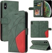 Dual-color splitsen horizontale flip PU lederen tas met houder & kaartsleuven & portemonnee voor iPhone XS Max (groen)