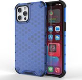 Schokbestendige honingraat pc + TPU-beschermhoes voor iPhone 13 Pro Max (blauw)