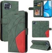 Voor OPPO F17 Pro/A93/Reno4 F/Reno4 Lite Dual-color splicing Horizontale Flip PU lederen tas met houder & kaartsleuven & portemonnee (groen)