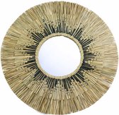 Liviza Zeegras spiegel Xol Ã˜70 cm - Zwarte binnen rand - Ronde spiegel - Muurdecoratie woonkamer