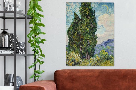 Déco Murale En Bois - Tableau Van Gogh 'Terrasse Du Café Le Soir' - Bleu