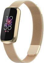 Milanees Smartwatch bandje - Geschikt voor Fitbit Luxe Milanese band - champagne goud - Strap-it Horlogeband / Polsband / Armband