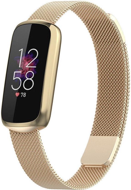 Kilometers juni beroemd Milanees Smartwatch bandje - Geschikt voor Fitbit Luxe Milanese band -  champagne goud... | bol.com