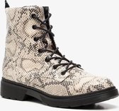 Sprox dames veterboots met slangenprint - Beige - Maat 37