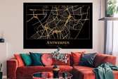 Affiche Carte - Anvers - Or - Zwart - 180x120 cm XXL