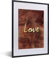 Fotolijst incl. Poster - Quote - Liefde - Bruin - Goud - 30x40 cm - Posterlijst