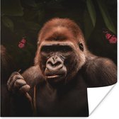 Poster Dieren - Aap - Gorilla - 100x100 cm XXL