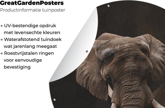 Garden Circle Portrait - Éléphant - Art - 150x150 cm - Affiche Ronde de Jardin - Extérieur