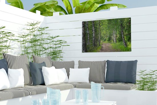 Tuindecoratie Bos - Bomen - Berk - 60x40 cm - Tuinposter - Tuindoek - Buitenposter