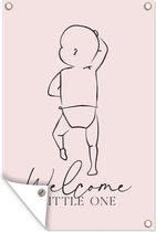 Décoration murale Proverbes - Bienvenue tout petit - Citations - Bébé - 120x180 cm - Affiche jardin - Toile jardin - Affiche extérieure - Déco naissance garçon - Déco naissance fille - Banderole