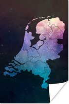Poster Kaart Europa - Nederland - Sterrenhemel - 20x30 cm