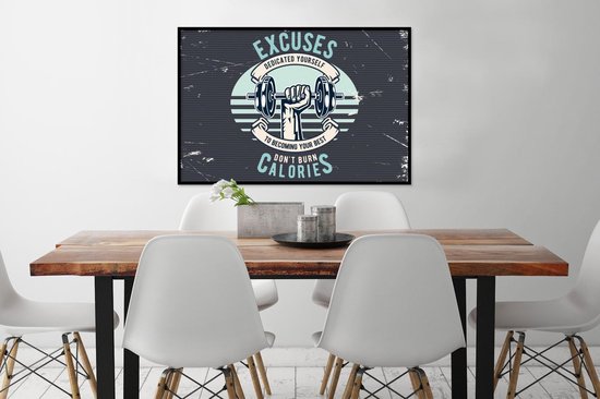 Cadre photo avec affiche - Poids - Sport - Rétro - 120x80 cm - Cadre pour affiche