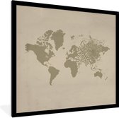 Fotolijst incl. Poster - Wereldkaart - Panter - Bruin - 40x40 cm - Posterlijst