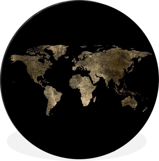 Cercle mural - Aluminium - Carte du Wereldkaart - Luxe - Or - ⌀ 60 cm