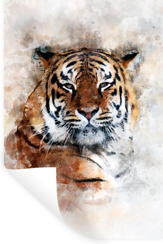 Stickers muraux - Film autocollant - Tigre - Tête - Brouillard - 60x90 cm - Film adhésif - Stickers muraux Chambre d'enfant - Papier peint autocollant - Papier peint autocollant - Film autocollant