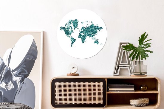 Wall Circle - Wall Circle Indoor - Wereldkaart - Mer - Wit - ⌀ 60 cm - Décoration murale - Peintures Ronds
