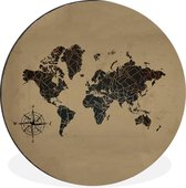 Cercle mural - Aluminium - Carte du Wereldkaart - Or - Boussole - ⌀ 60 cm
