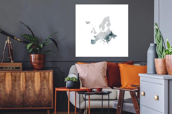 Stickers muraux - Film autocollant - Carte - Europe - Aquarelle - Grijs - 80x80 cm - Film adhésif - Stickers muraux Chambre d'enfant - Papier peint autocollant - Papier peint autocollant - Film autocollant