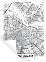 Stickers muraux - Plan de la Ville - Amsterdam - Zwart - Wit - 30x40 cm - Film Adhésif