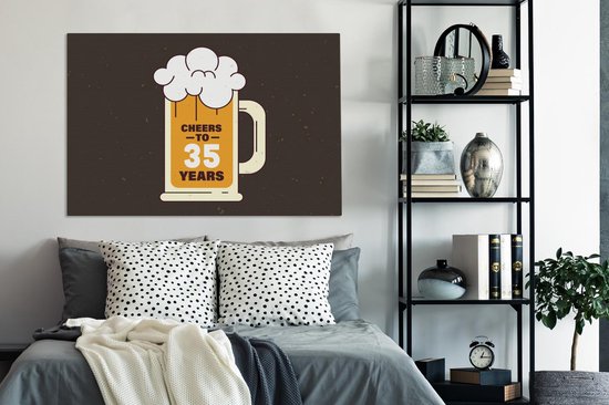 Toile Peinture Anniversaire - Cadeau Anniversaire - 35 Ans - 140x90 cm - Décoration murale