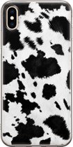 Apple iPhone XS Max Telefoonhoesje - Transparant Siliconenhoesje - Flexibel - Met Dierenprint - Koeien Patroon - Zwart
