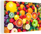 Canvas Schilderij Appel - Druiven - Fruit - 90x60 cm - Wanddecoratie