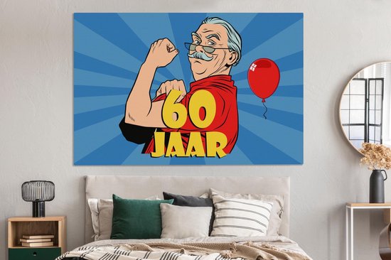Tableau sur toile Anniversaire - Anniversaire - 60 ans - Homme - 180x120 cm - Décoration murale XXL