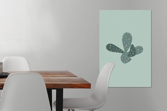Tableau Été - Cactus - Blauw - 60x90 cm - Décoration murale