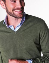 Steppin' Out Herfst/Winter 2021 Trui Cotton Cashmere Vneck Mannen - Regular Fit - Katoen - Groen (M)