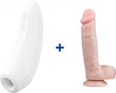 Satisfyer Curvy 1+ - Wit - Luchtdruk Vibrator + Stevige Realistische Dildo met Balzak en Zuignap - 22.5cm