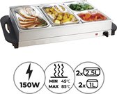 Jago- buffetverwarmer - elektrisch, met kookplaatfunctie,  temperatuurregelaar, RVS - opwarmapparaat, voedselverwarmer, warmhoudplaat, warmhoudcontainer